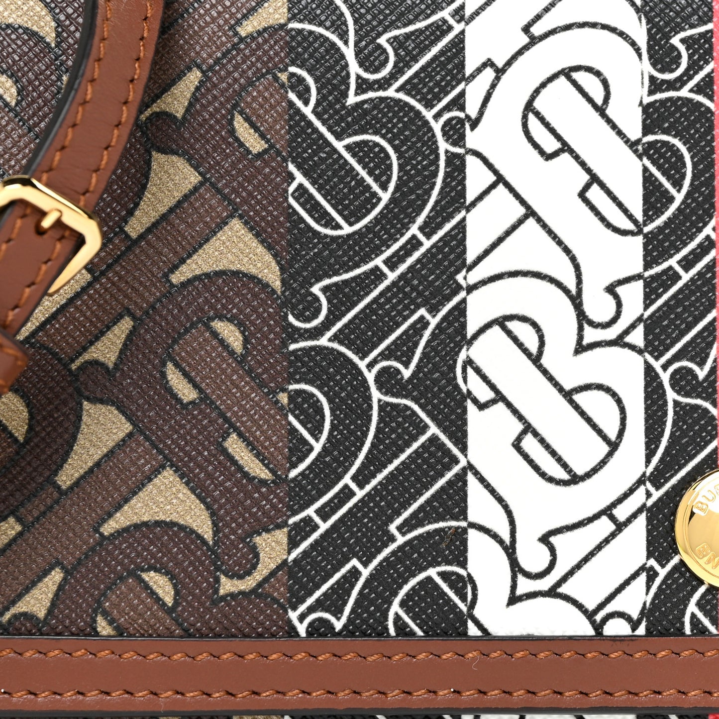 E-Canvas Monogram Stripe Hannah Wallet Bridle Brown