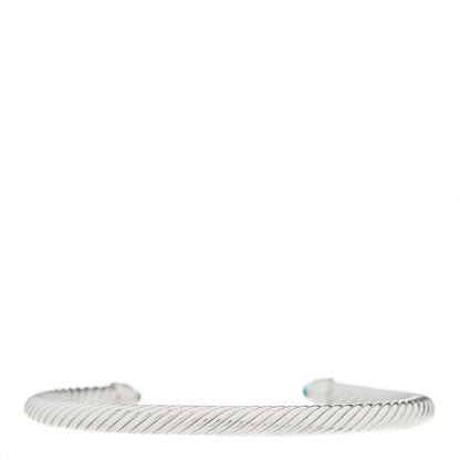 David Yurman Sterling Silver Diamond Blue Topaz 5mm Cable Classics Bracelet 2 of 4