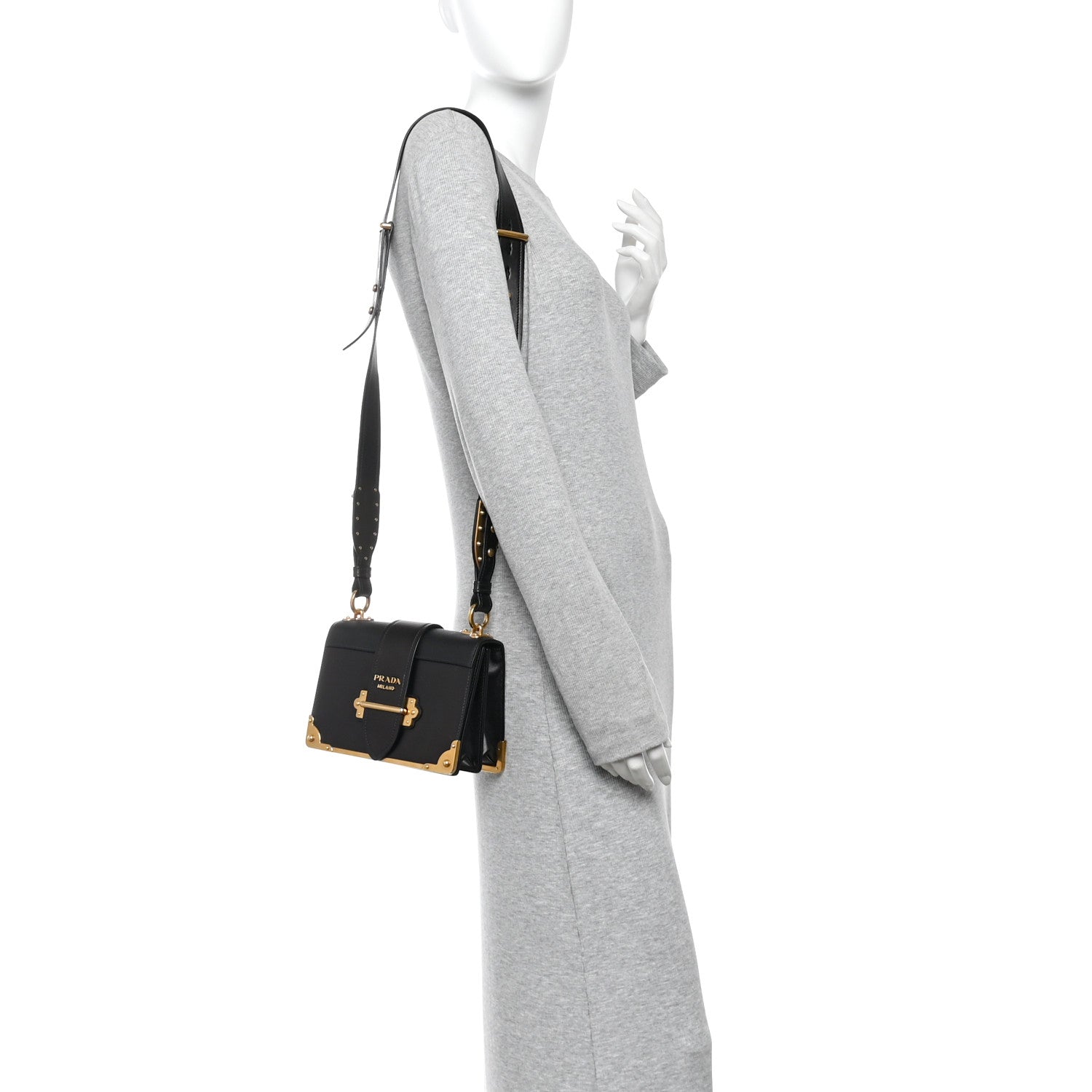 Prada City Calf Saffiano Cahier Bag Black 2 of 9