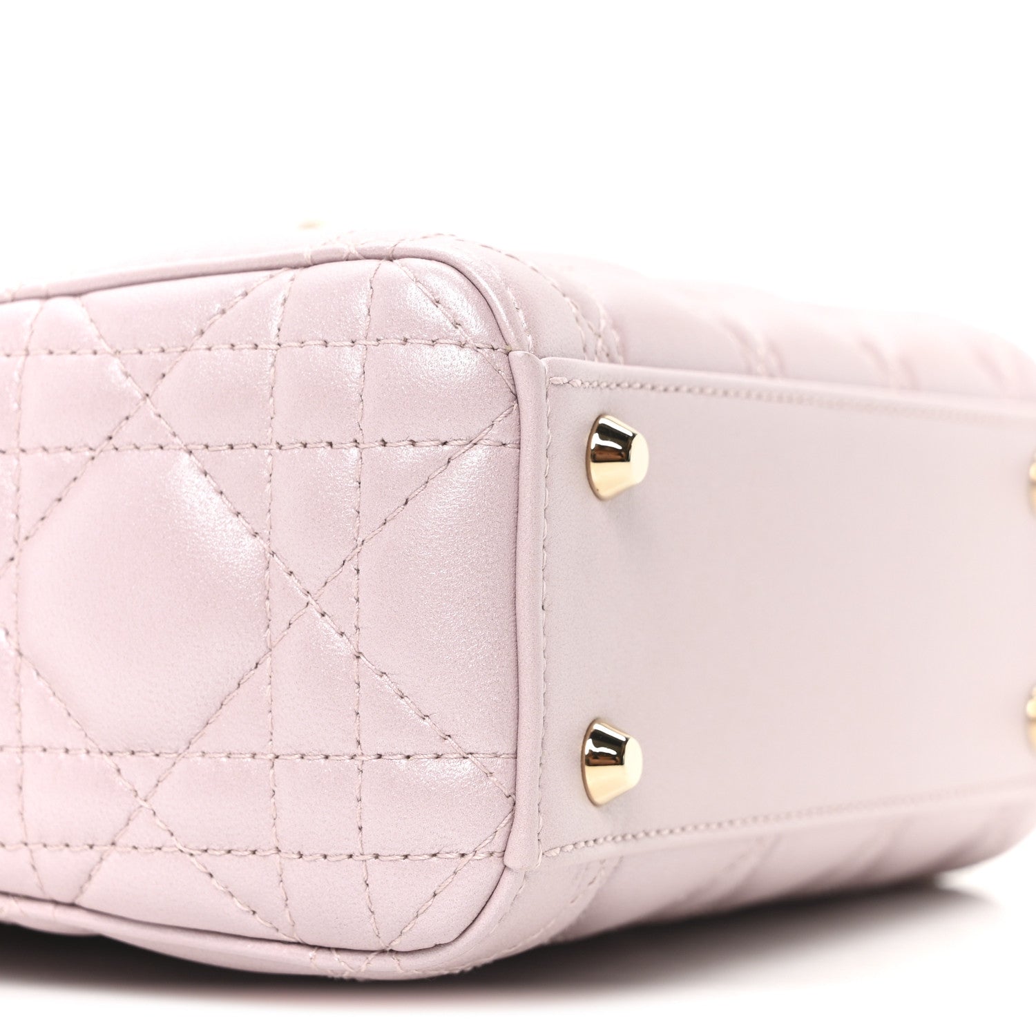 Christian Dior Metallic Lambskin Cannage Mini Lady Dior Lotus 9 of 11