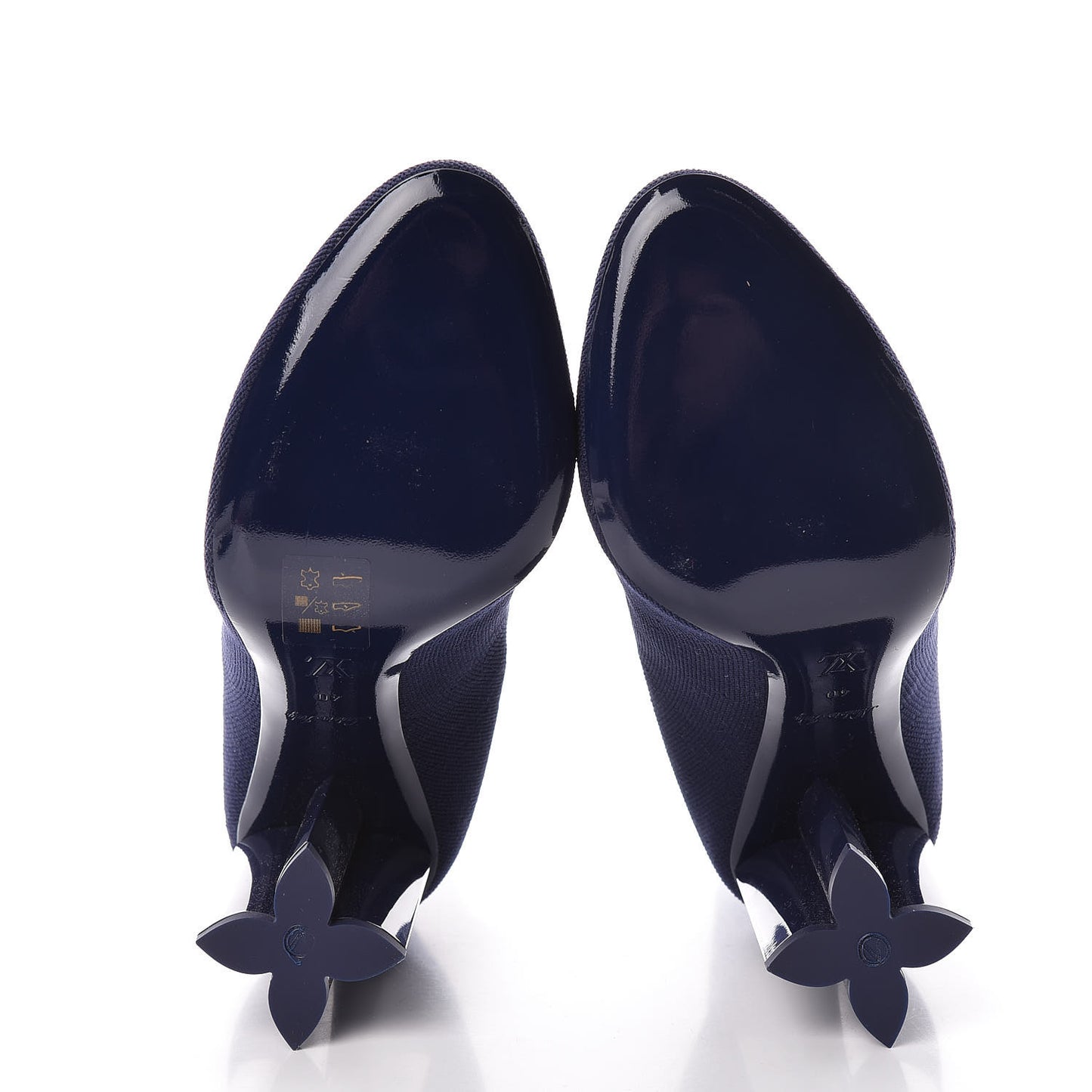 Monogram Stretch Fabric Silhouette Ankle Boots 40 Navy