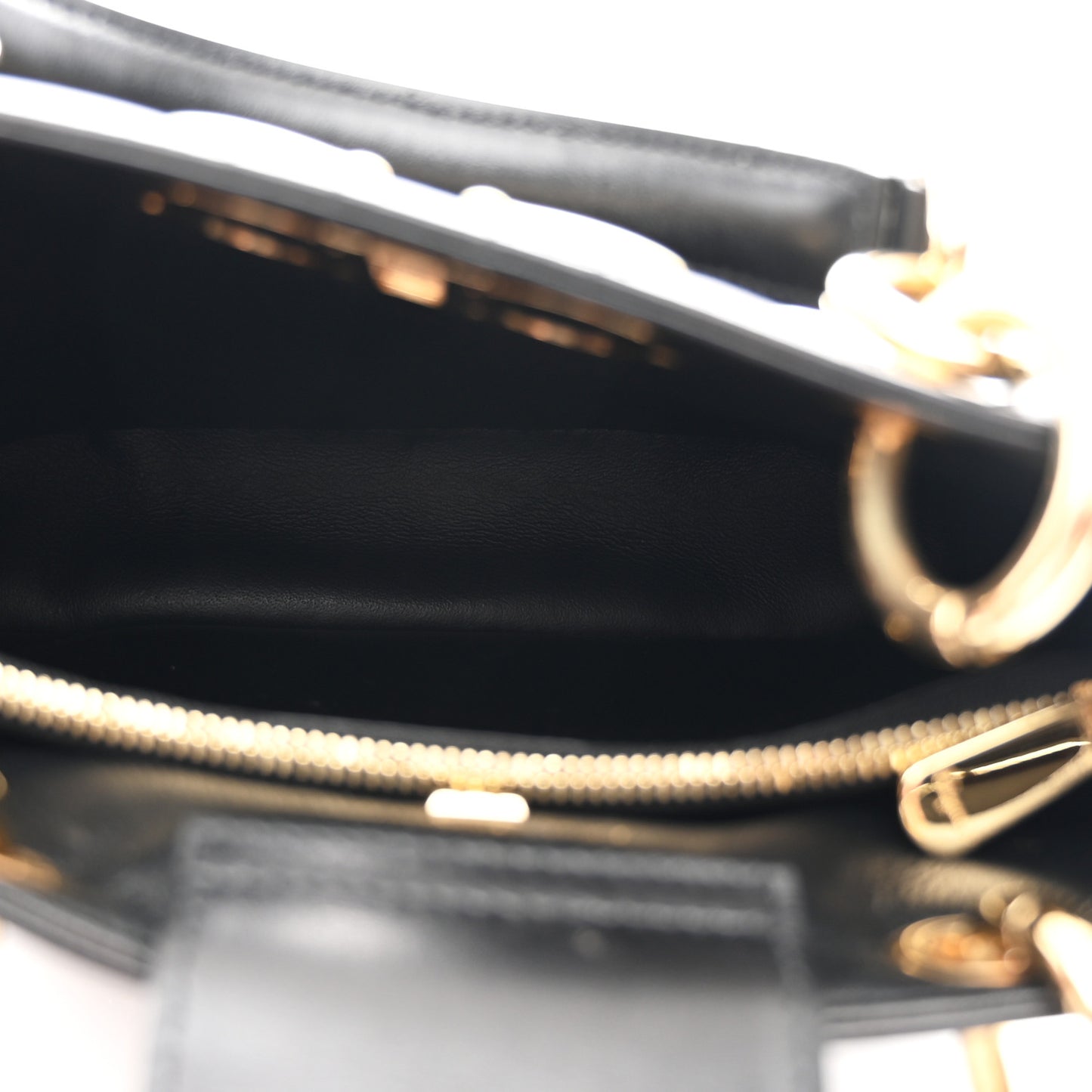 Calfskin Embossed Logo Plaque Gancini Tote Black