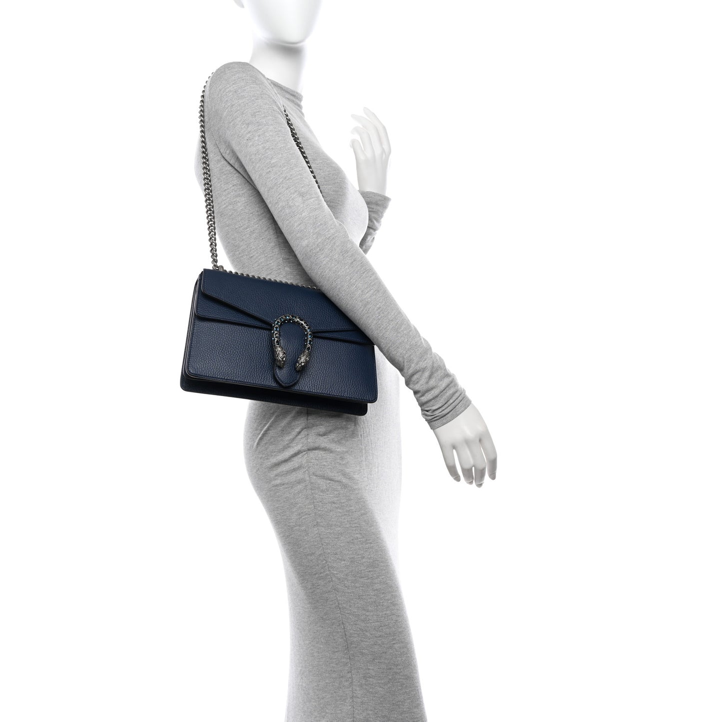 Dollar Calfskin Crystal Small Dionysus Shoulder Bag Blue Agata Montana Sapphire
