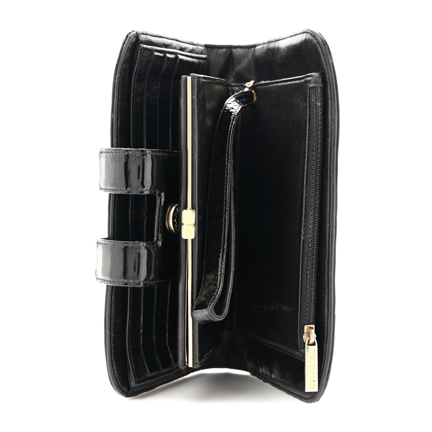 Patent Chocolate Bar Wristlet Wallet Black