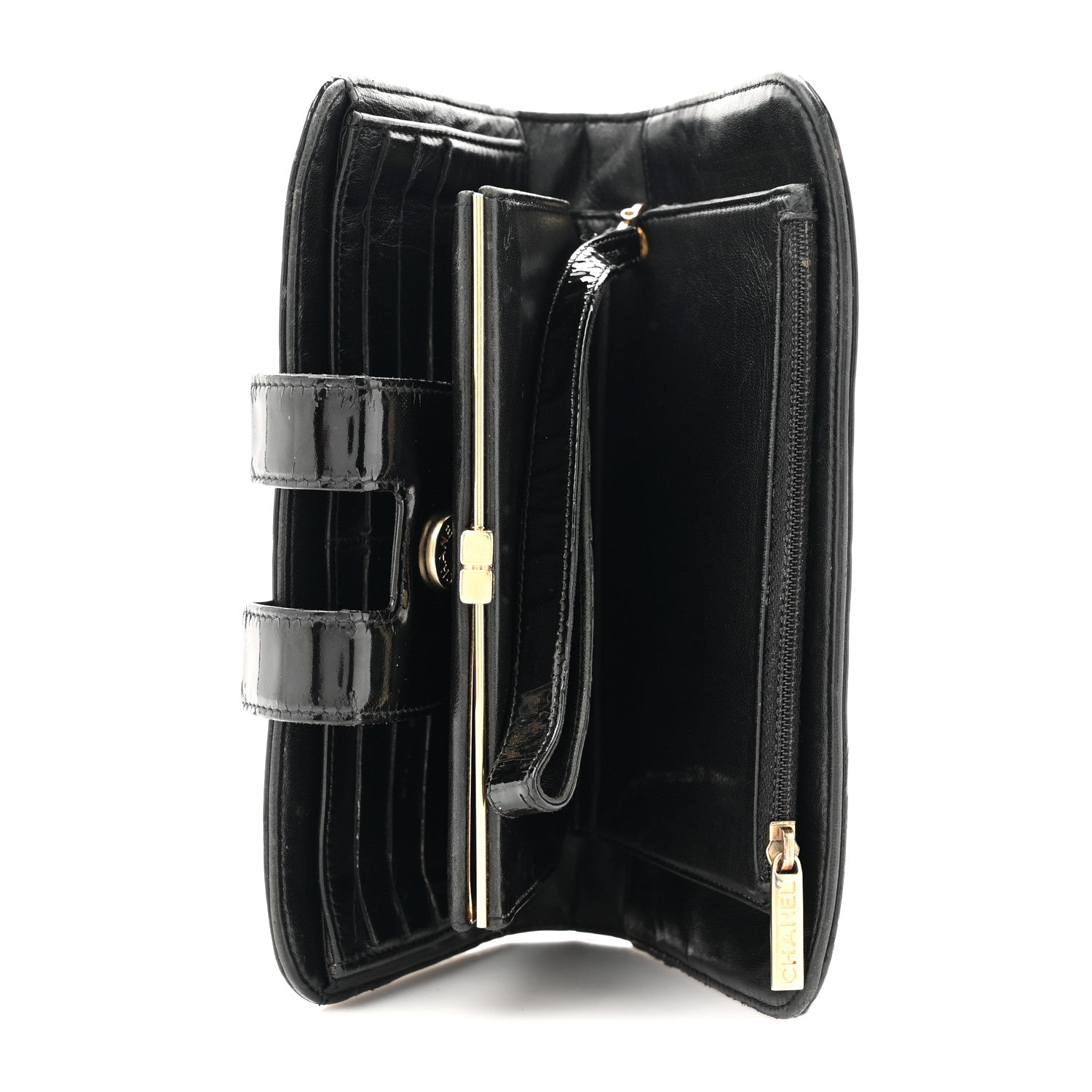 Chanel Patent Chocolate Bar Wristlet Wallet Black 5 of 16