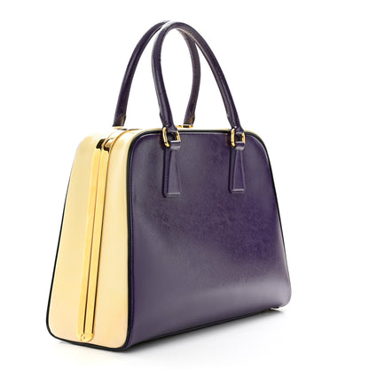 Prada Saffiano Vernice Pyramid Bag Viola Talco 3 of 11