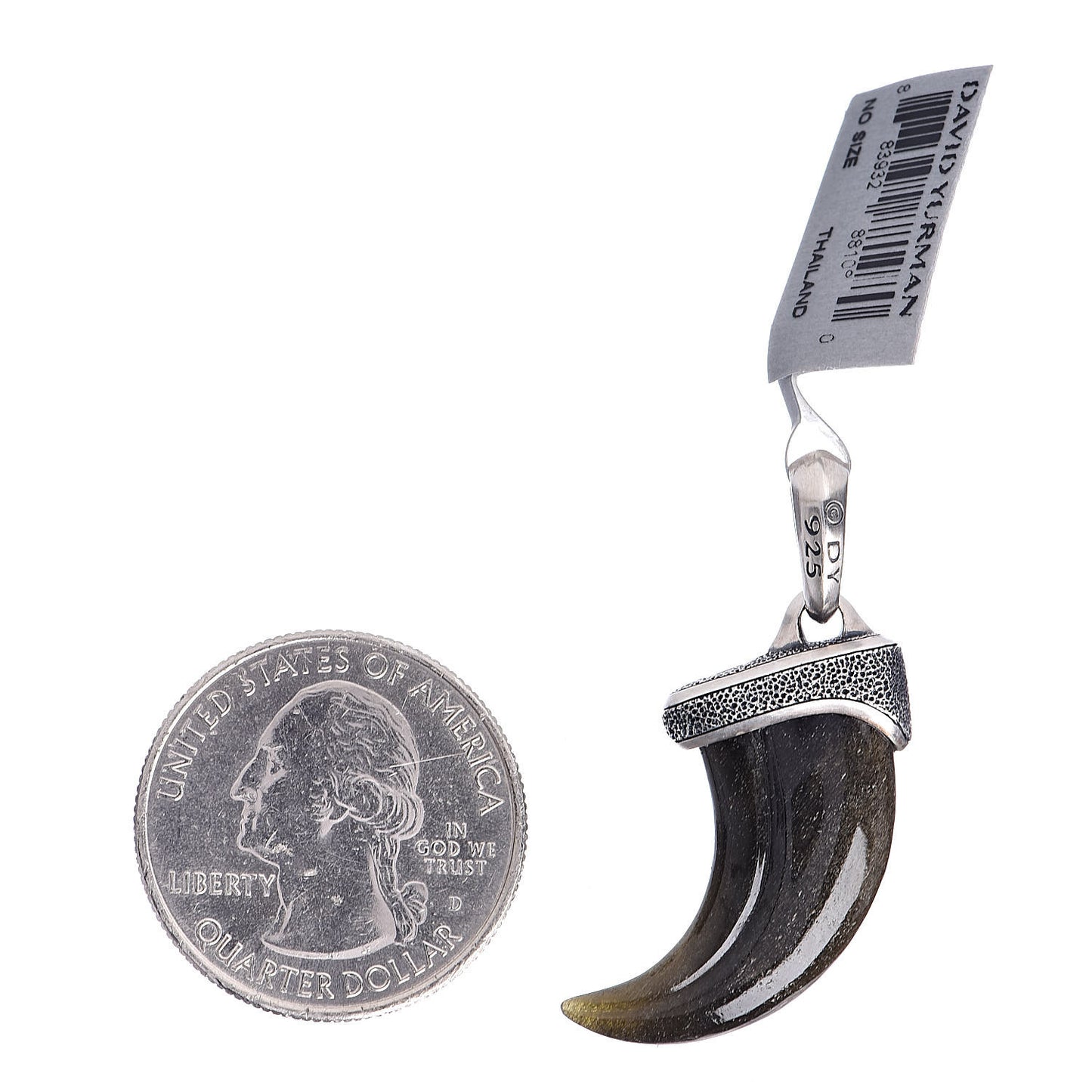 Sterling Silver Golden Obsidian 26mm Stone Claw Amulet Pendant