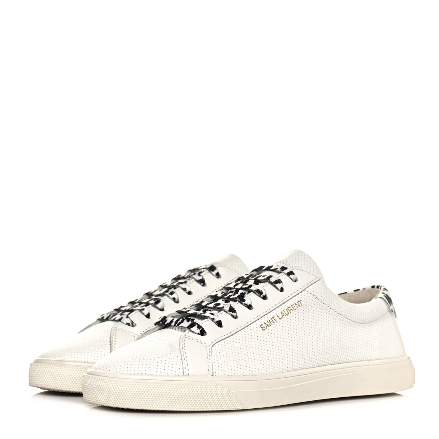 Perforated Calfskin Cheetah Print Andy Low Top Sneakers 37 White Black