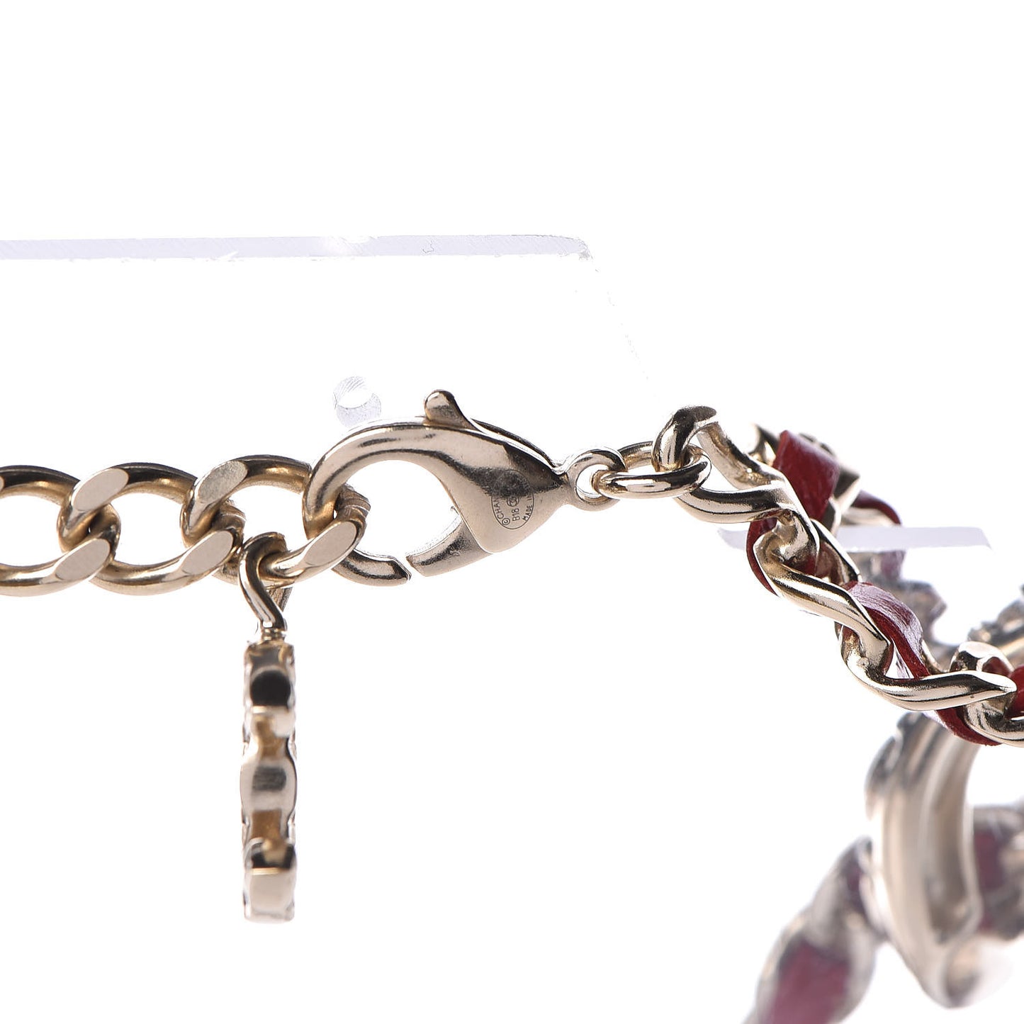 Lambskin Resin Chain Link Choker Necklace Gold Red