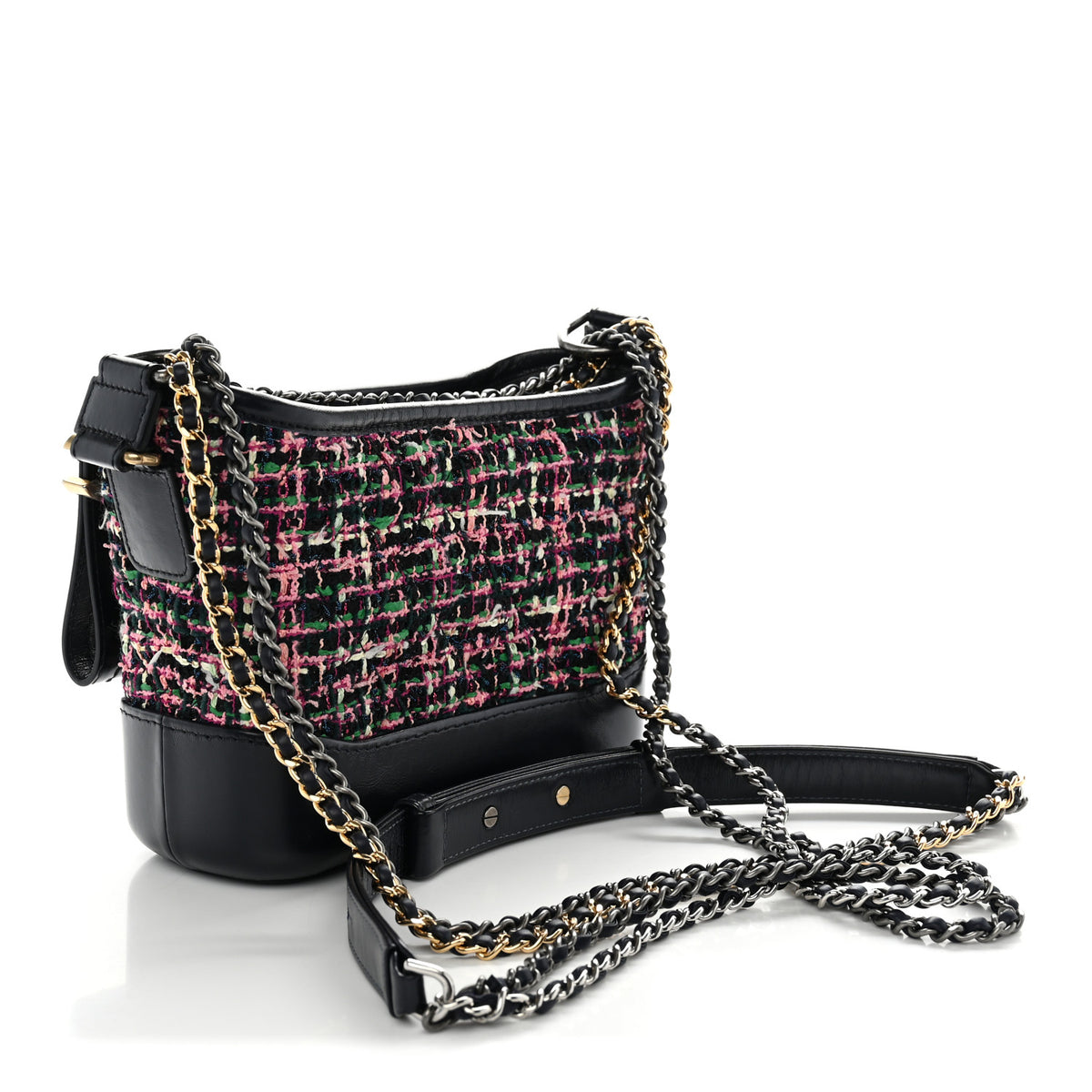 Chanel Tweed Calfskin Small Gabrielle Hobo Navy Blue Multicolor 3 of 10