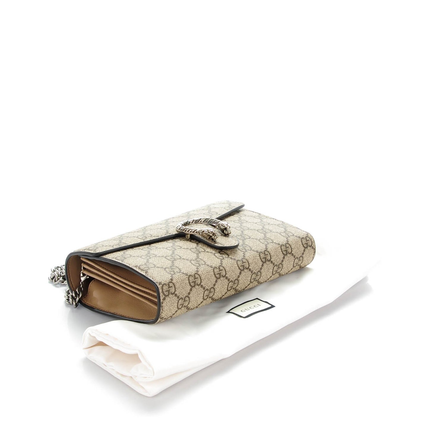 GG Supreme Monogram Mini Dionysus Chain Wallet Beige Taupe