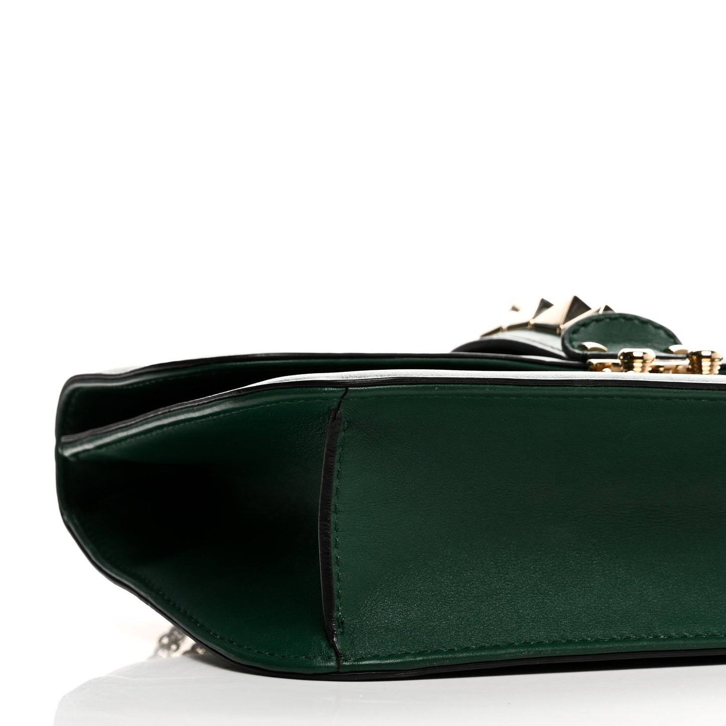 Vitello Medium Glam Lock Rockstud Flap Smeraldo