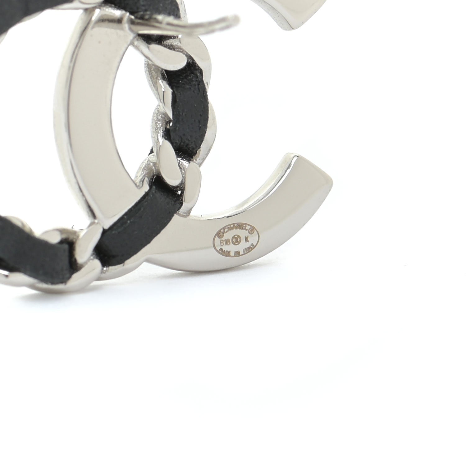 Chanel Crystal Baguette Lambskin Large CC Earrings Silver Black 4 of 6