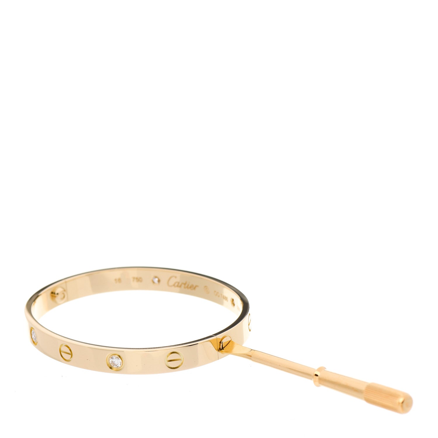 Cartier 18K Yellow Gold 4 Diamond LOVE Bracelet 16 2 of 6