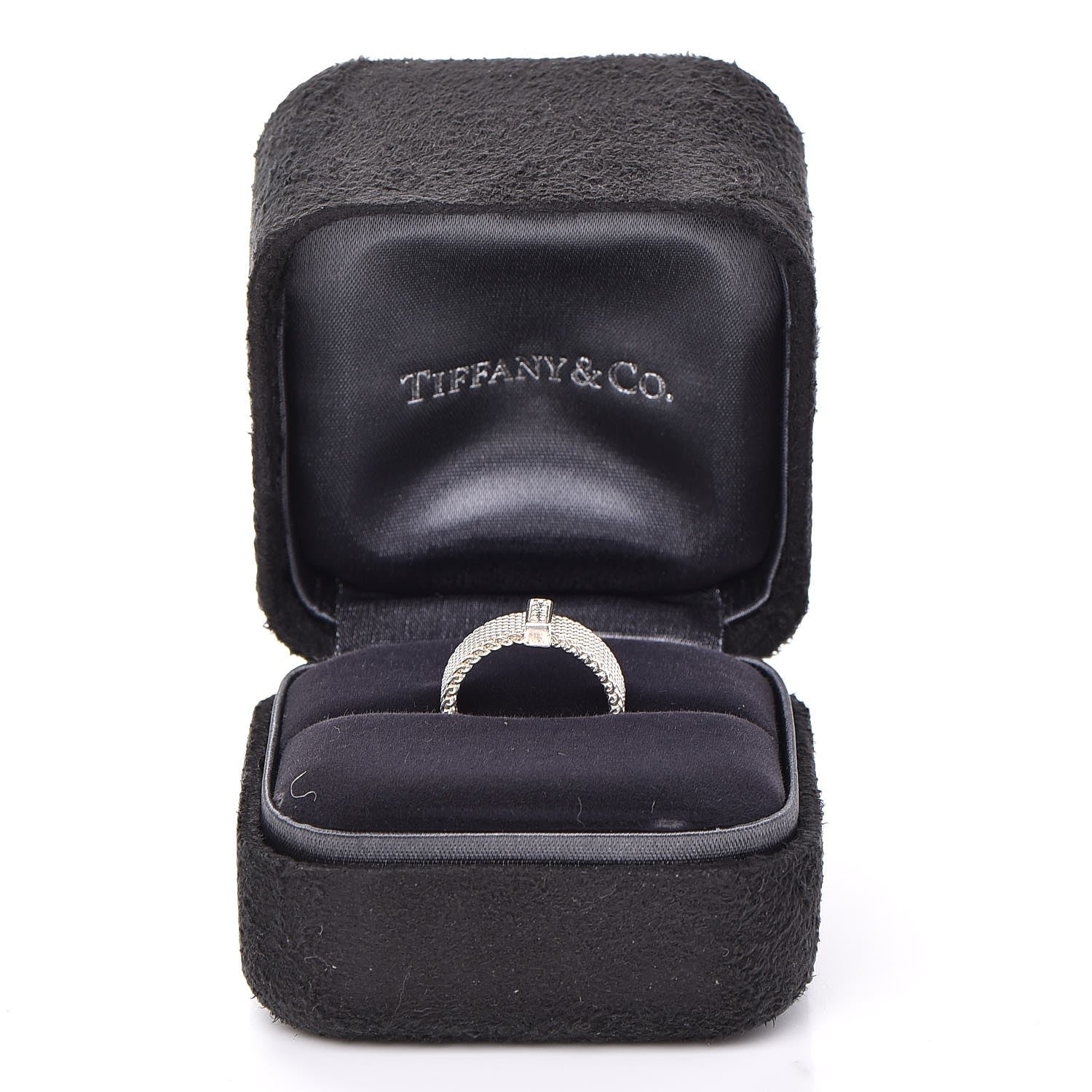 Tiffany Sterling Silver Diamond Mesh Somerset Ring 48 4.5 5 of 5