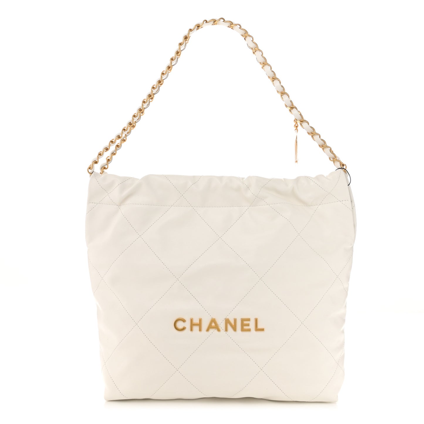 Shiny Calfskin Quilted Small Chanel 22 White
