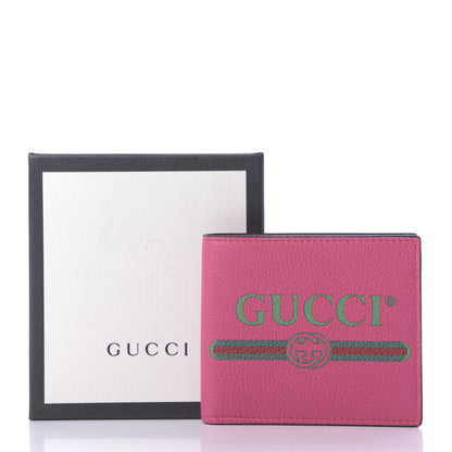 Gucci Grained Calfskin Logo Bi-Fold Wallet Box Pink Green 10 of 10