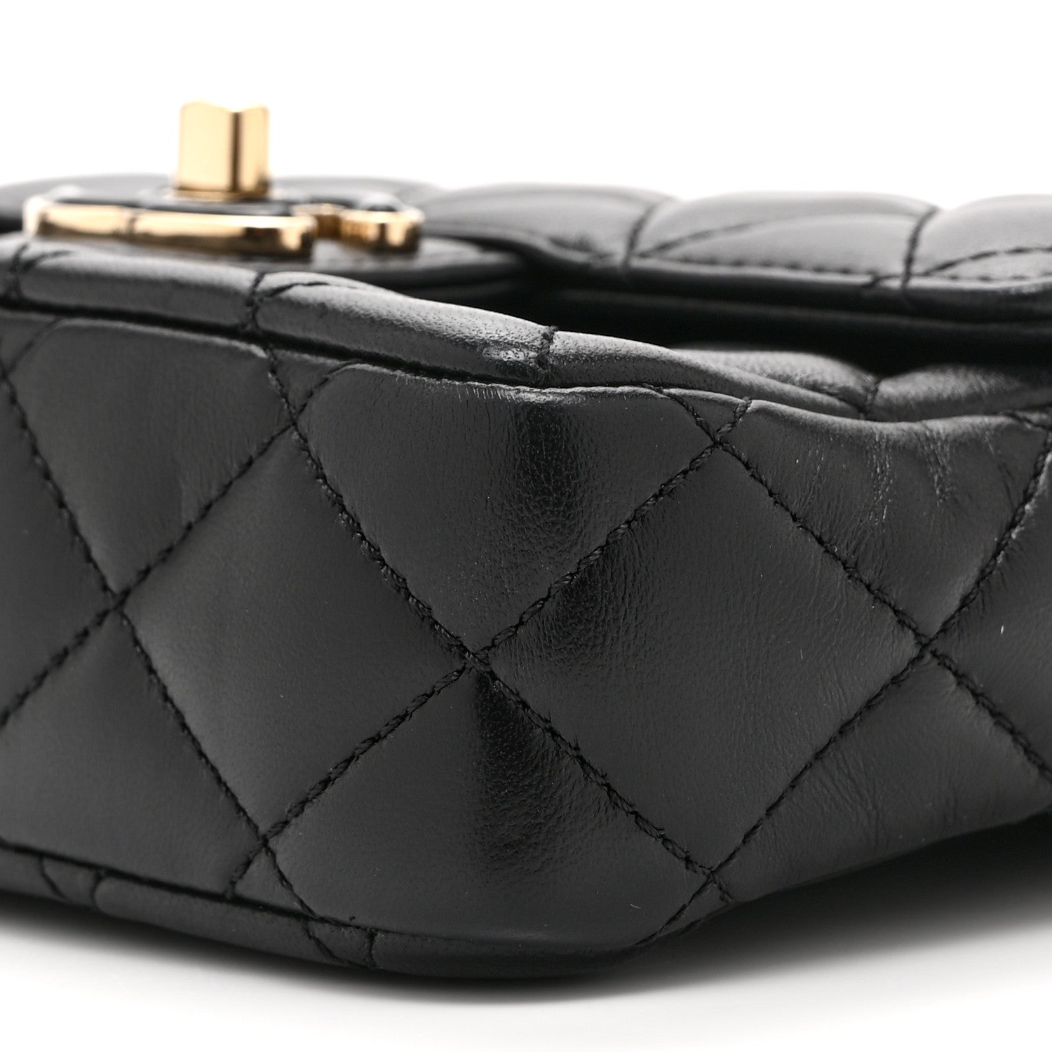 Chanel Lambskin Resin Quilted Mini Heart Square Flap Black 1951418
