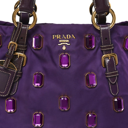 Prada Tessuto Nylon Pietre Jeweled Tote Anemone 7 of 9
