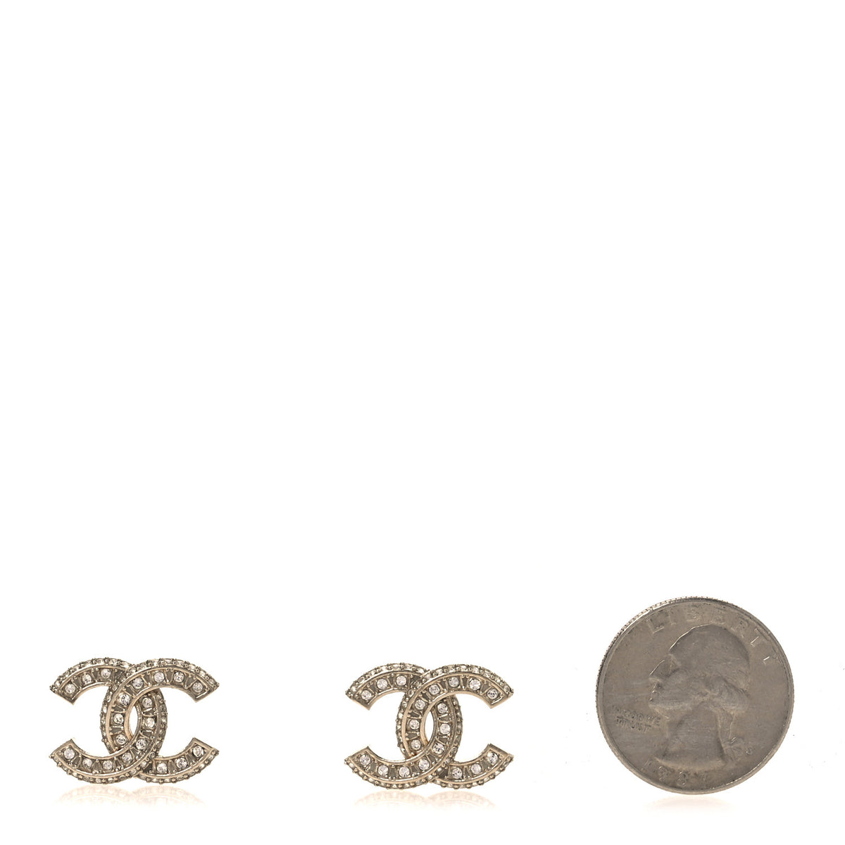 Chanel Crystal CC Earrings Light Gold 2 of 6