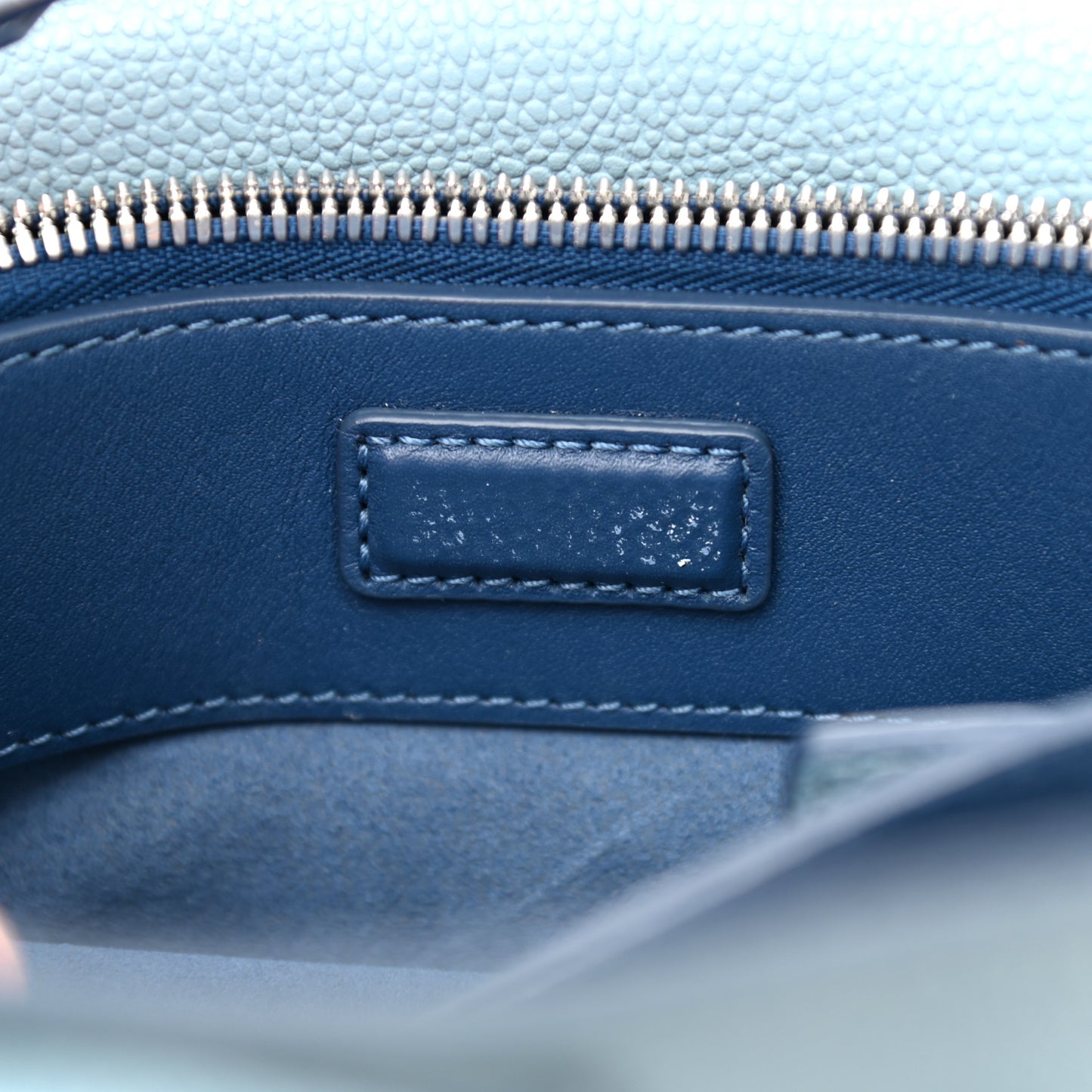 Grained Calfskin Mini Milla Tote Blue