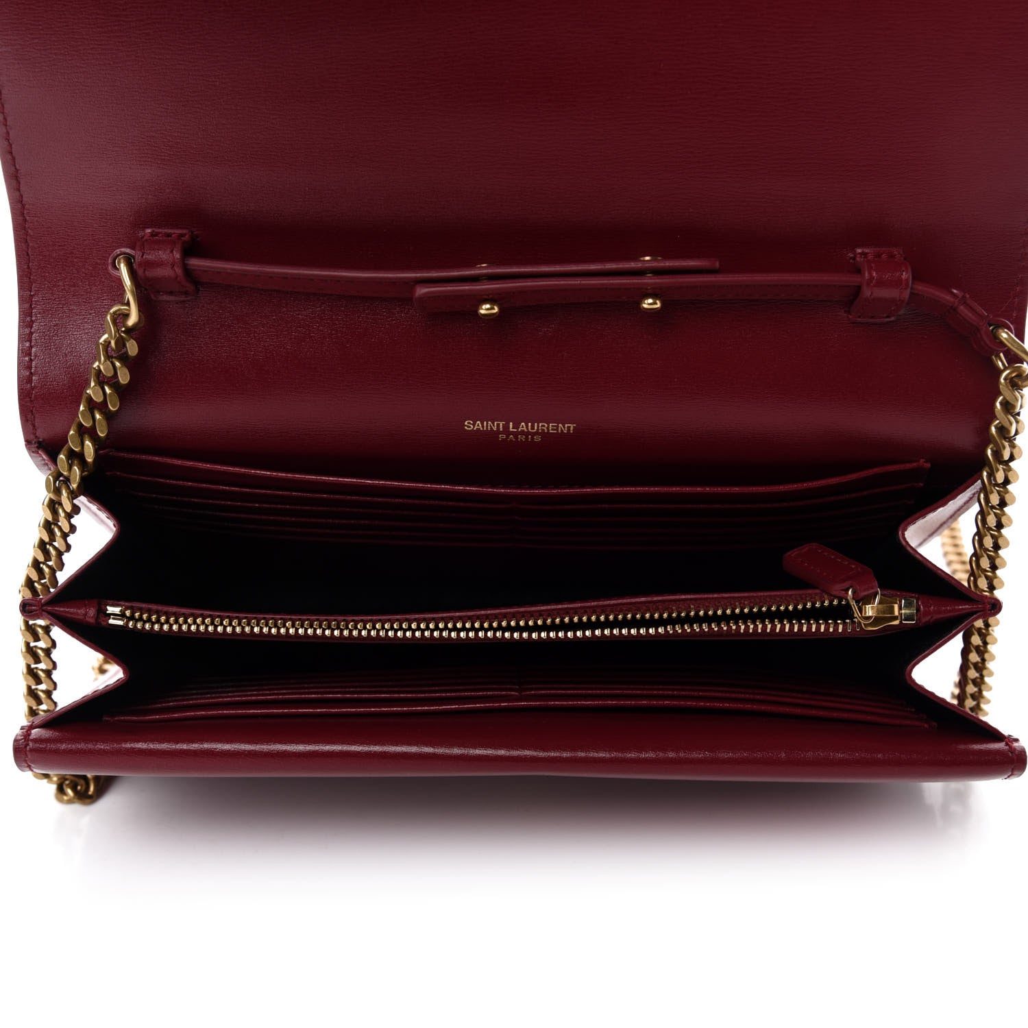 Saint Laurent Smooth Calfskin Monogram Sulpice Chain Wallet Amaretto 5 of 10
