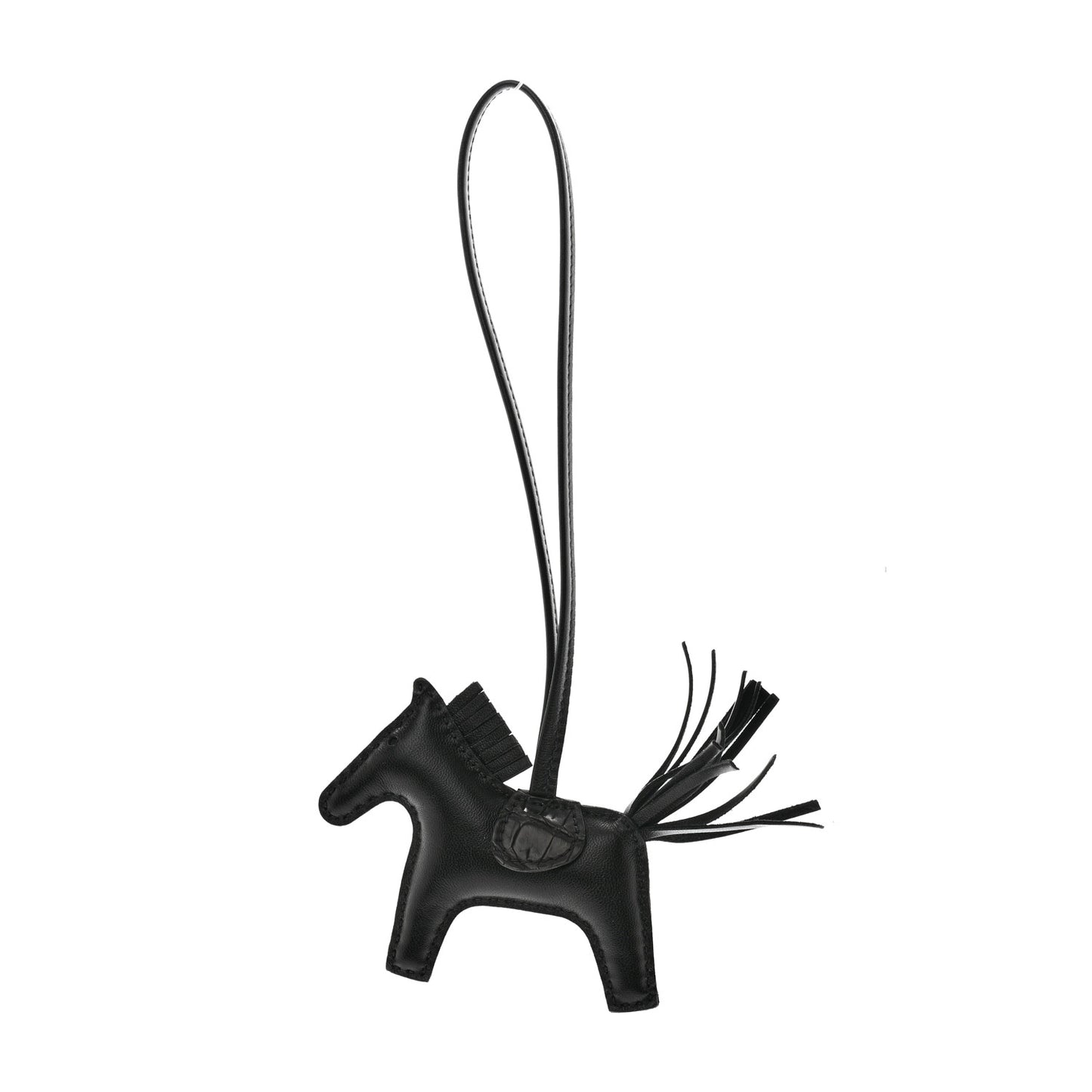 Milo Lambskin Matte Alligator Touch Grigri Rodeo Horse Bag Charm PM So Black