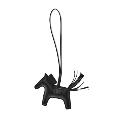 Hermes Milo Lambskin Matte Alligator Touch Grigri Rodeo Horse Bag Charm PM So Black 1 of 5