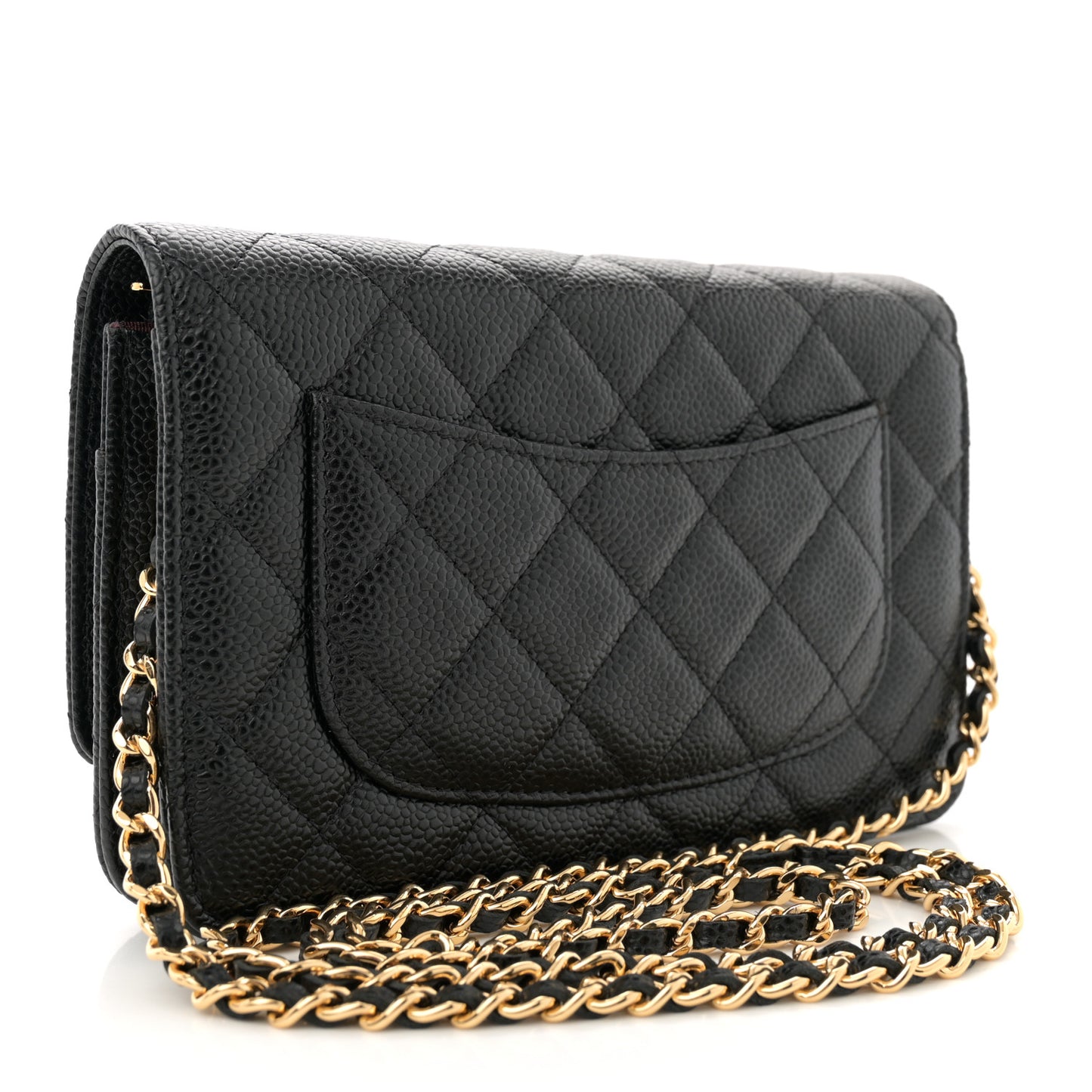 Caviar Quilted Wallet On Chain WOC Black