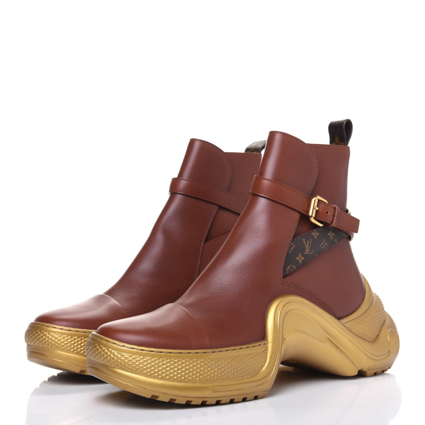 Calfskin Monogram LV Archlight Sneaker Boots 39 Cognac Brown