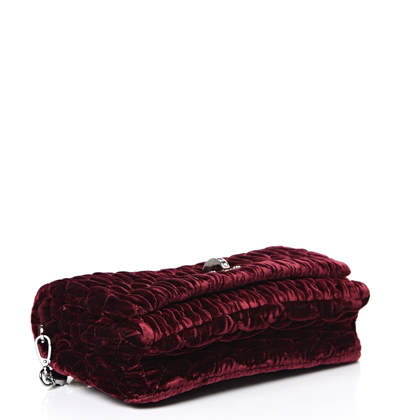 Velluto Matelasse Crystal Flap Clutch Bordeaux