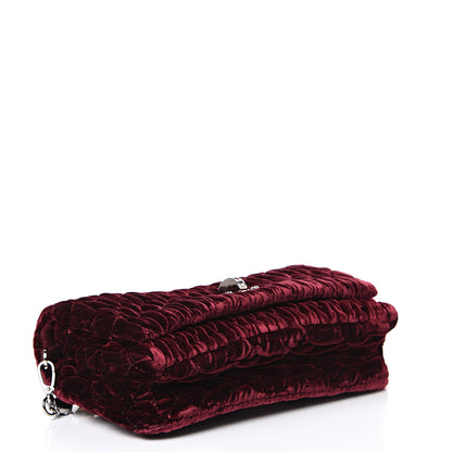 Miu Miu Velluto Matelasse Crystal Flap Clutch Bordeaux 3 of 9