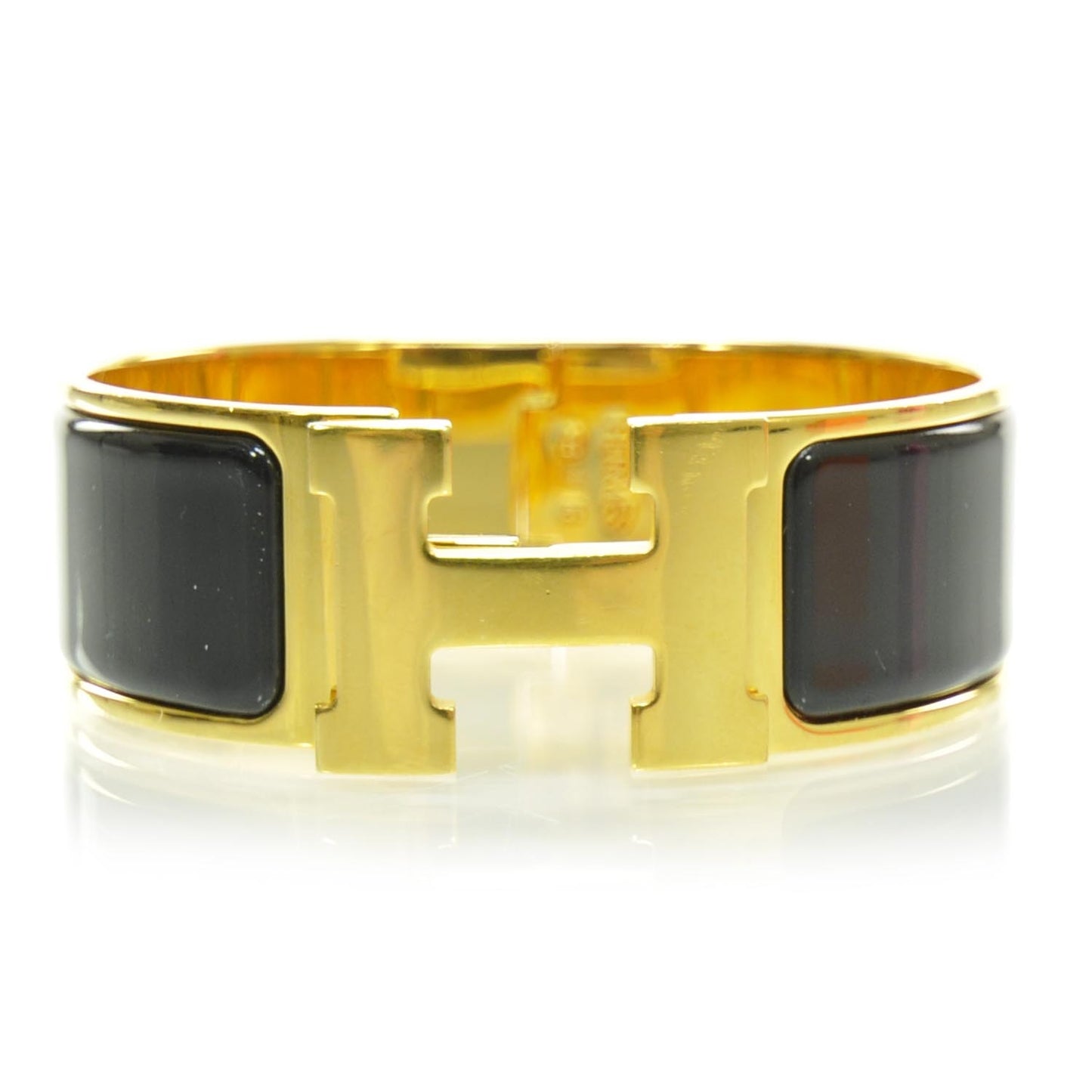 Enamel Clic Clac H Bracelet Wide Black Gold