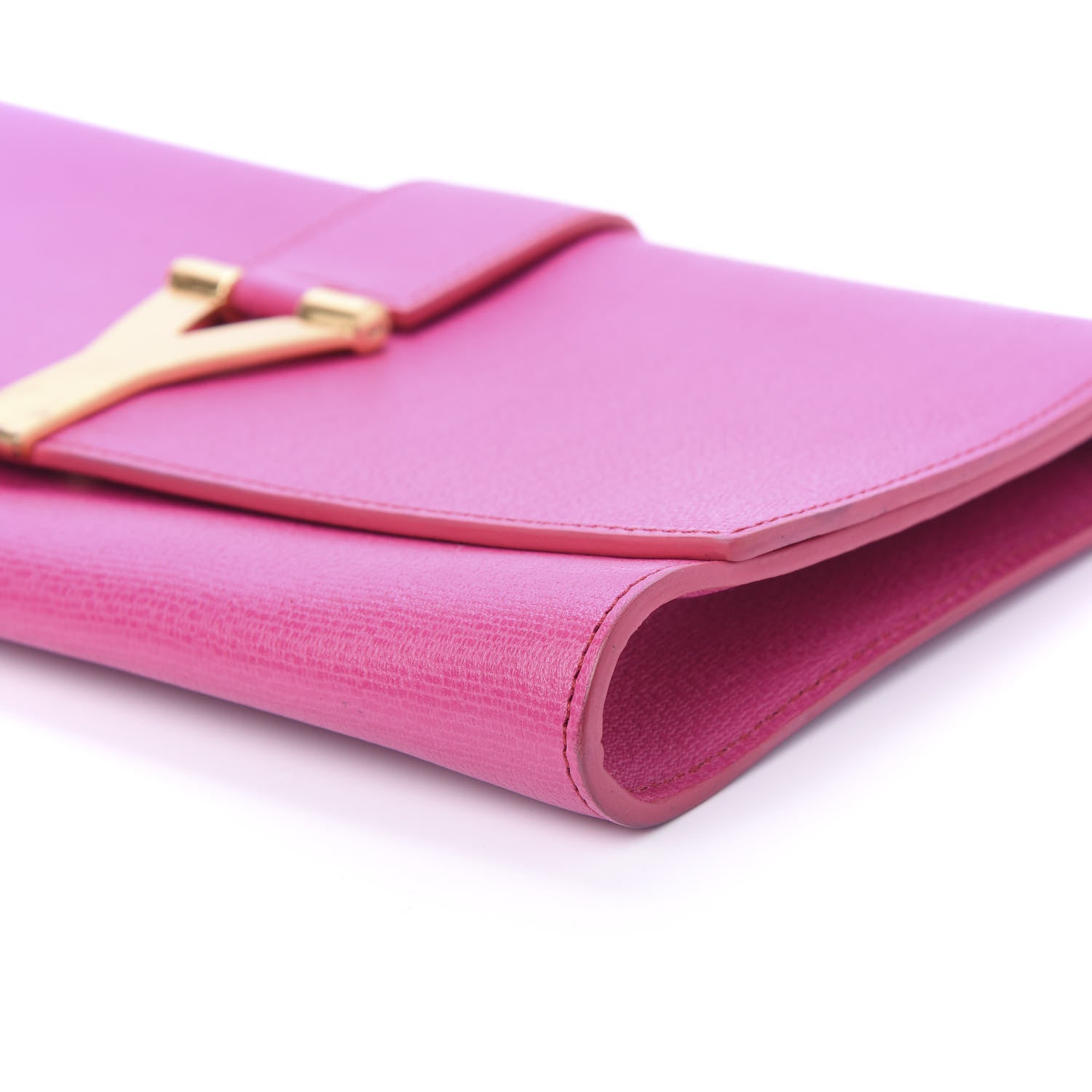 Saint Laurent Textured Calfskin Y Ligne Clutch Fuchsia 7 of 10