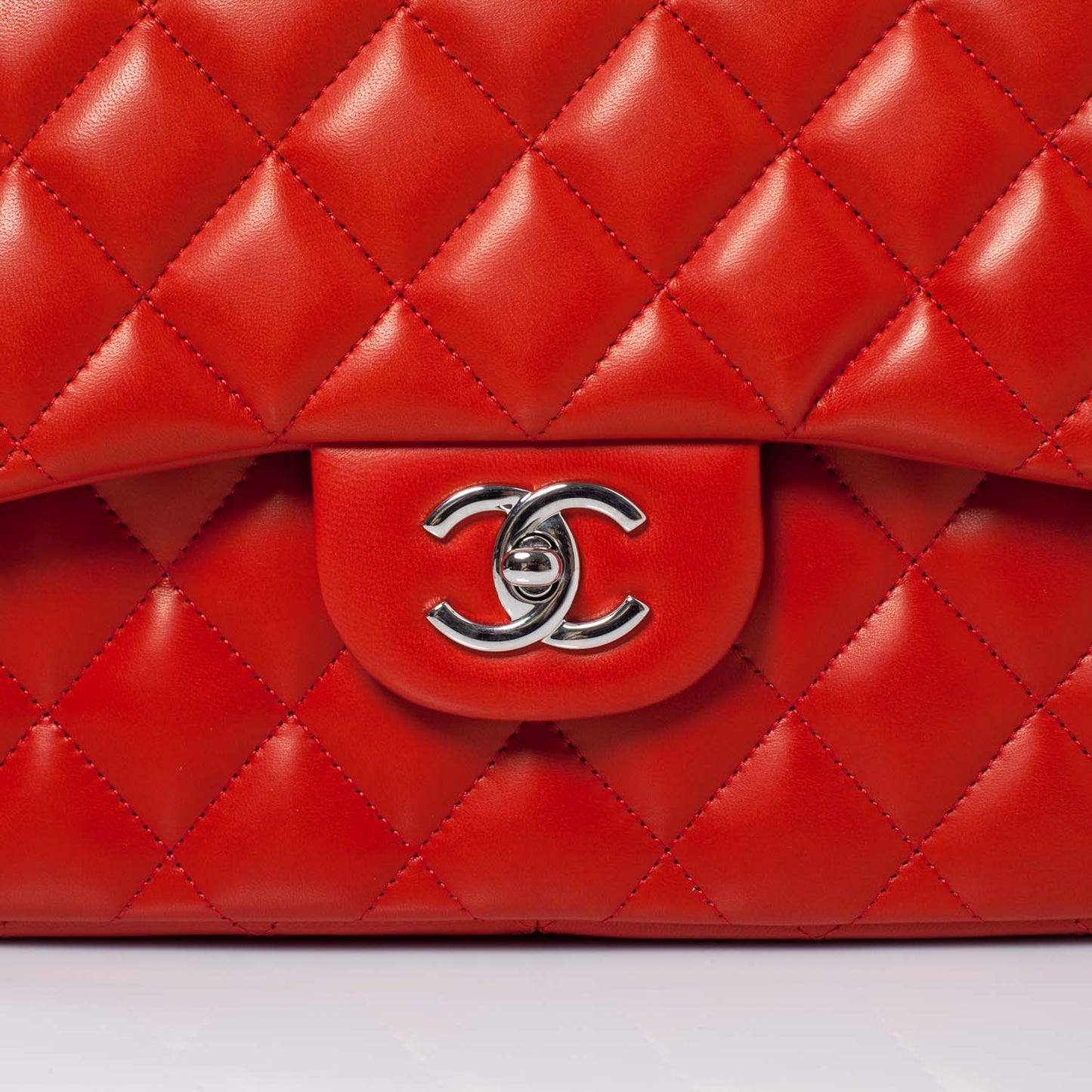 Lambskin Jumbo Double Flap Red