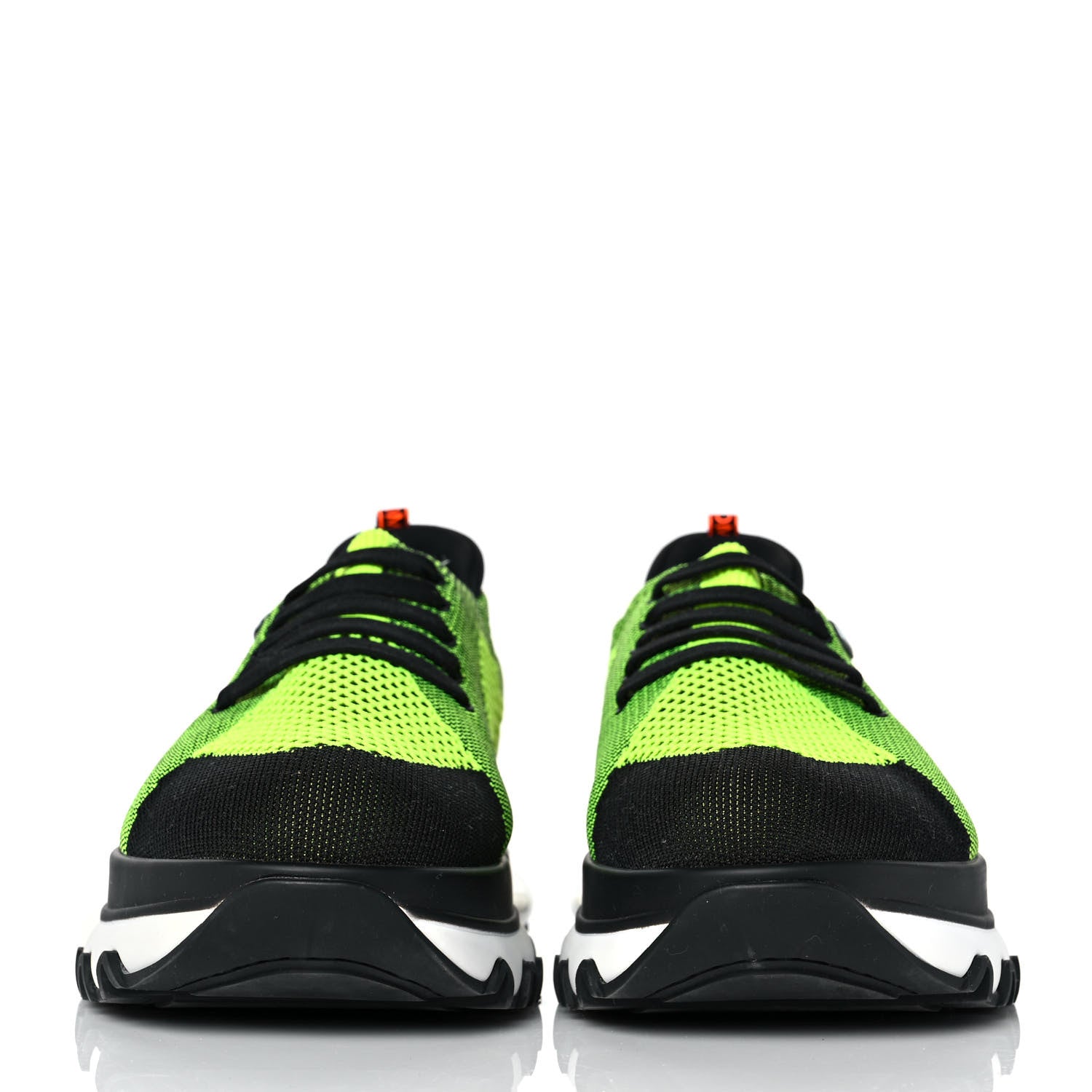 Fendi Jersey Vitello Mens Low Top Sneakers 8 Black Giallo Fluo 2 of 8