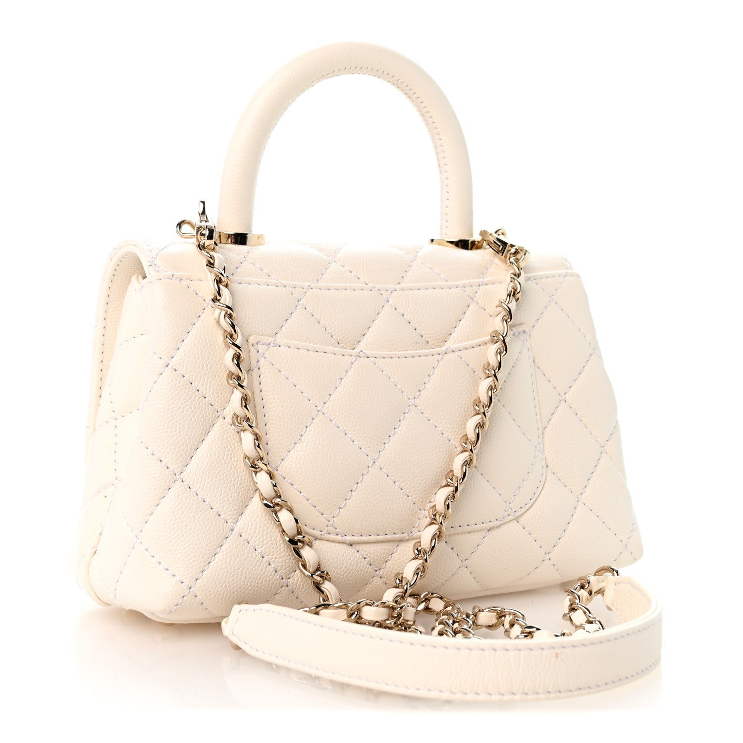 Chanel Caviar Quilted Extra Mini Coco Handle Flap White 3 of 12