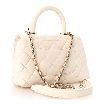 Chanel Caviar Quilted Extra Mini Coco Handle Flap White 3 of 12