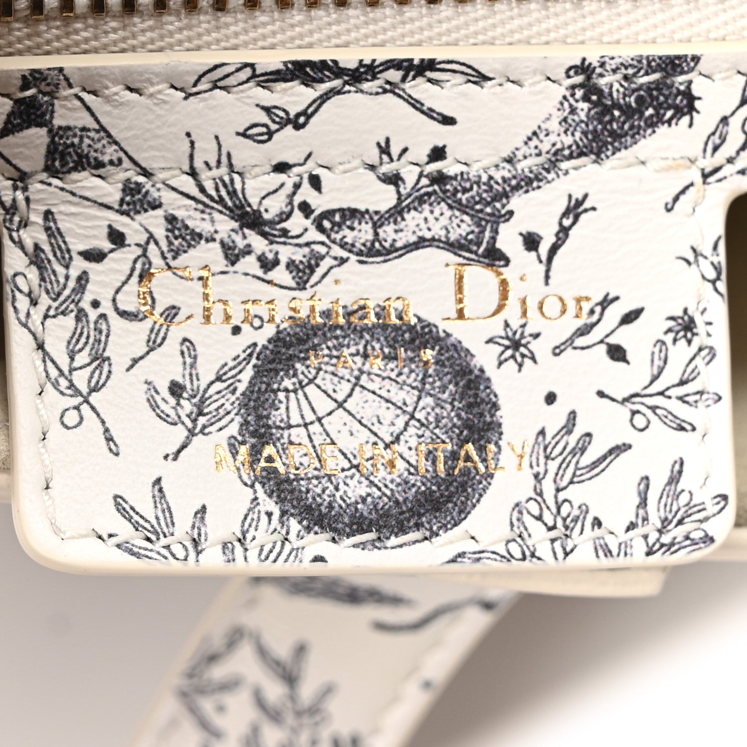 Christian Dior Calfskin Le Soleil Print Saddle Bag With Strap White Black 6 of 10