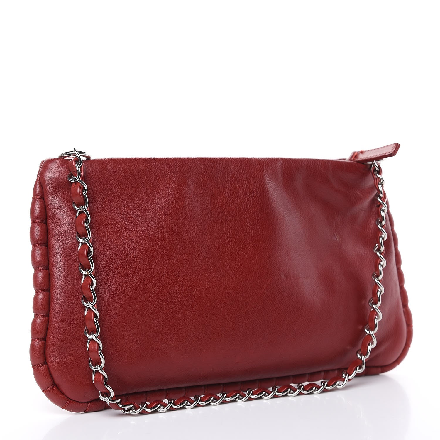 Chanel Calfskin On The Bund Pochette Dark Red 3 of 12