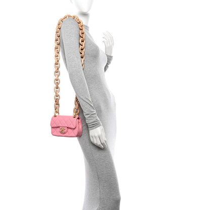 Chanel Lambskin Wenge Quilted Mini Fashion Wood Square Flap Pink 2 of 10
