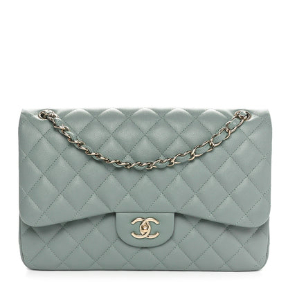Chanel Caviar Quilted Jumbo Double Flap Dark Green 1 of 11