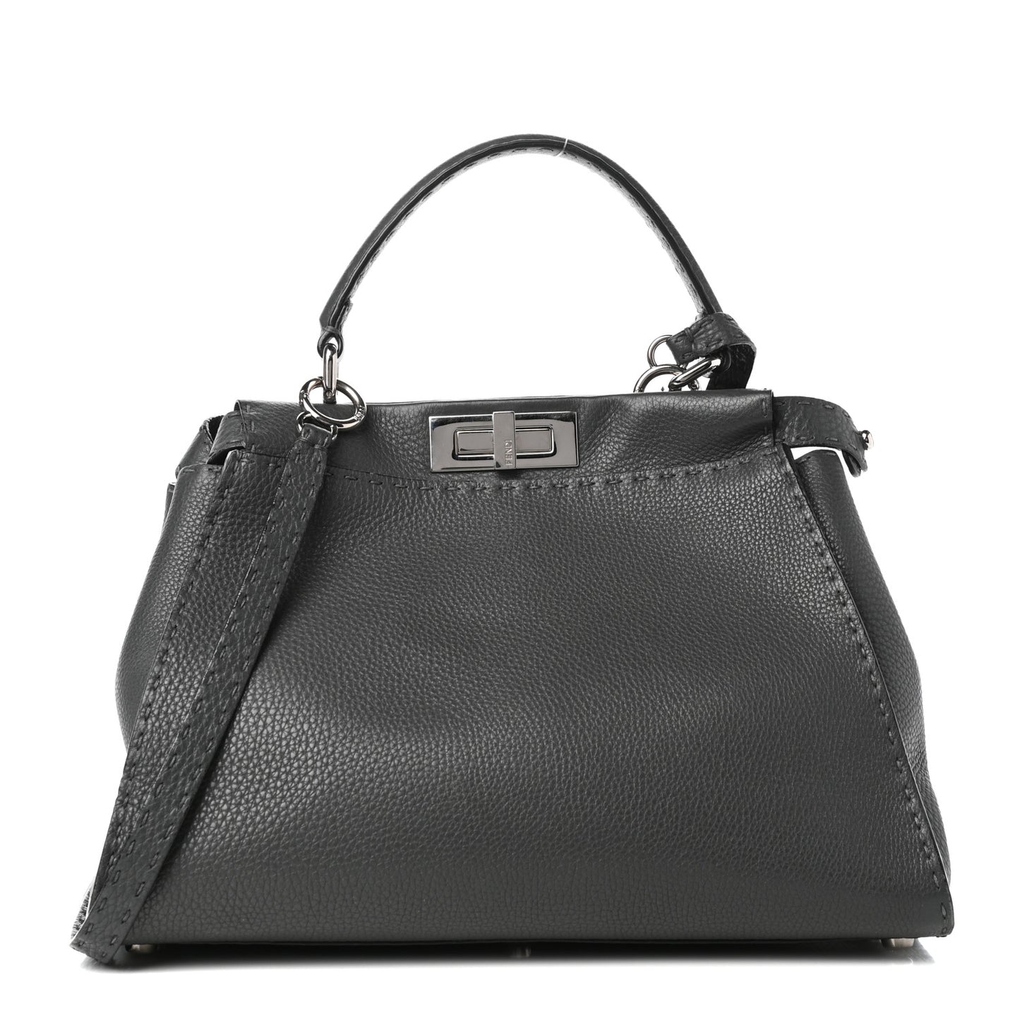 Cuoio Romano Selleria Bi-Color Medium Peekaboo Iconic Satchel Asfalto Latte