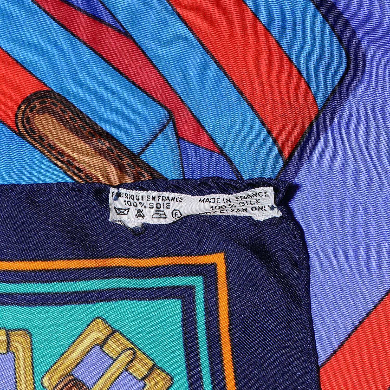 Hermes Silk Sangles Scarf 90 Bleu 5 of 5