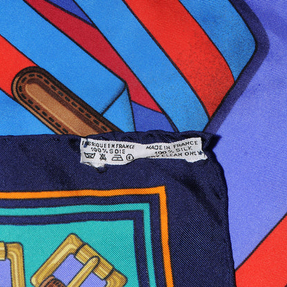 Hermes Silk Sangles Scarf 90 Bleu 5 of 5