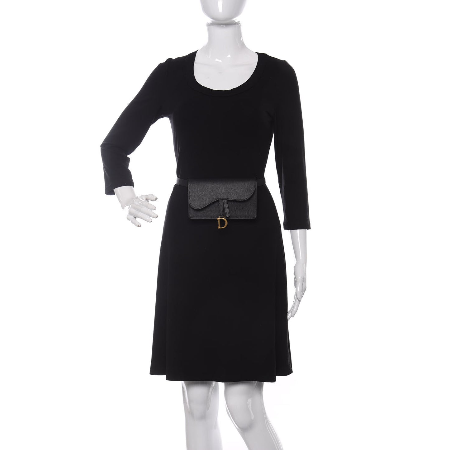 Grained Calfskin Saddle Belt Bag Black