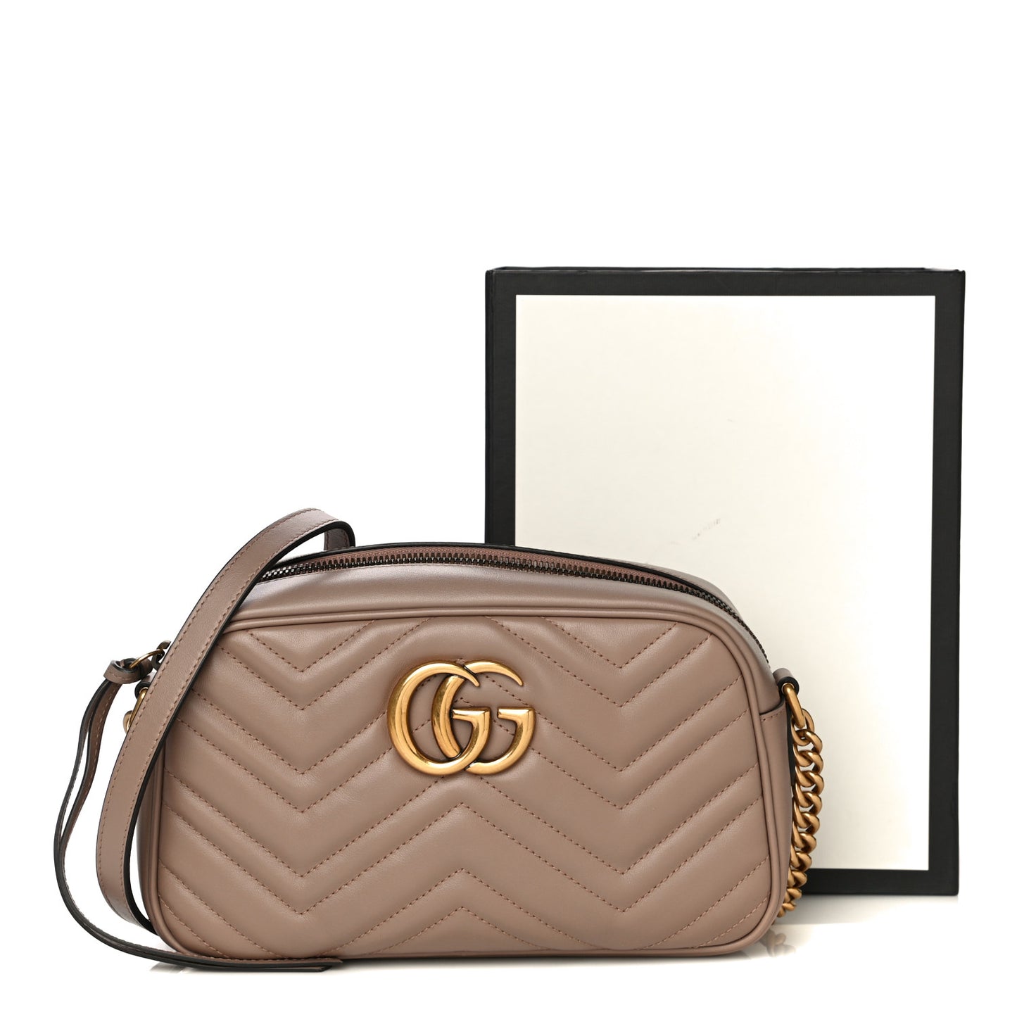 Calfskin Matelasse Small GG Marmont Chain Shoulder Bag Porcelain Rose