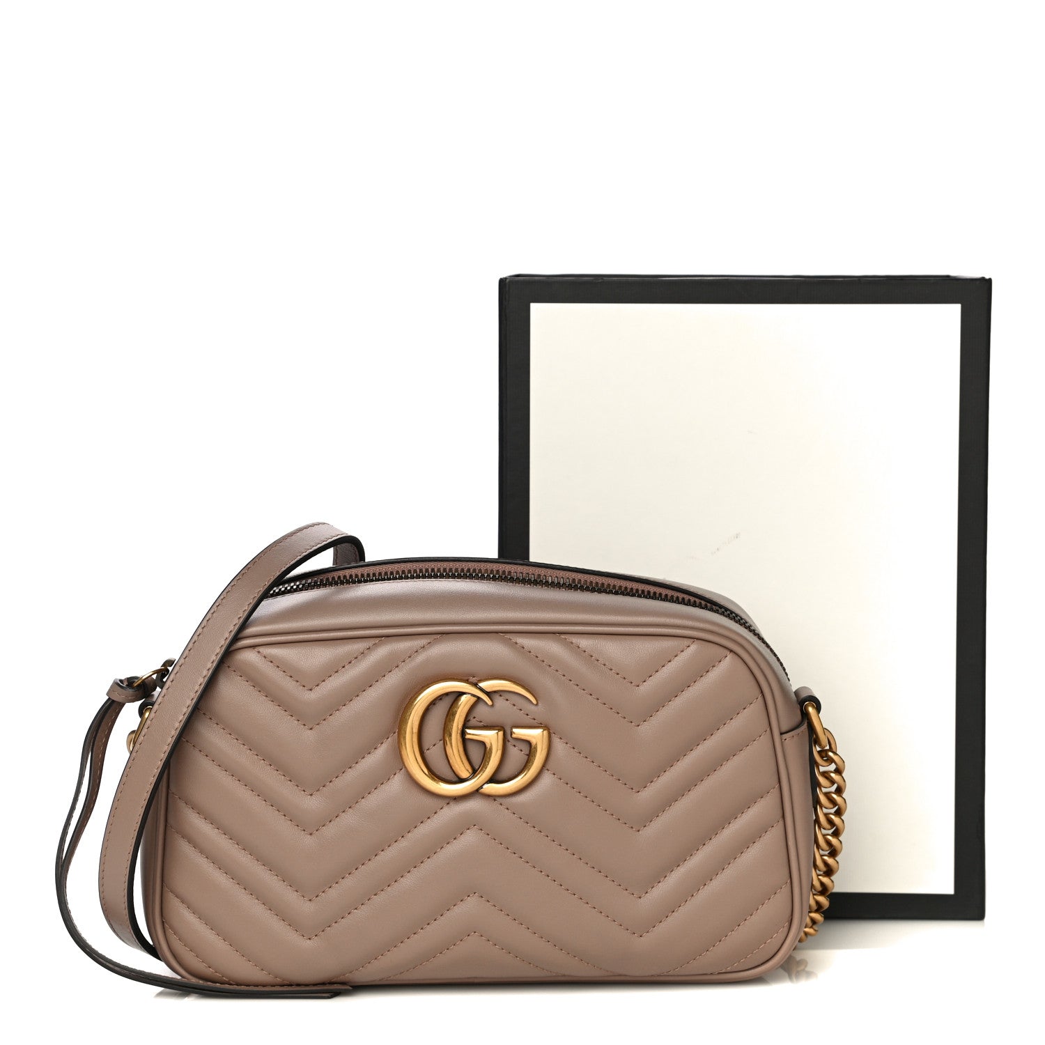 Gucci Calfskin Matelasse Small GG Marmont Chain Shoulder Bag Porcelain Rose 18 of 18
