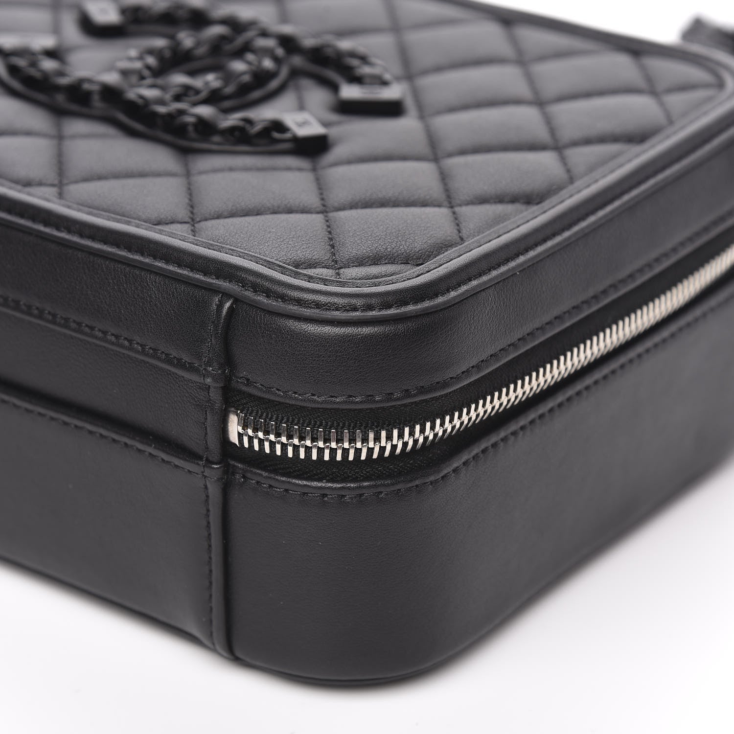 Chanel Calfskin Quilted Medium CC Filigree Vanity Case Black 9 of 11