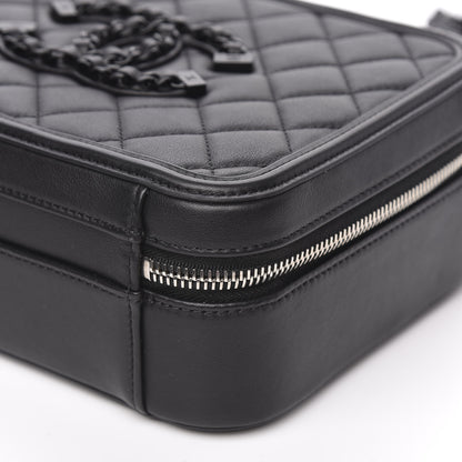 Chanel Calfskin Quilted Medium CC Filigree Vanity Case Black 9 of 11